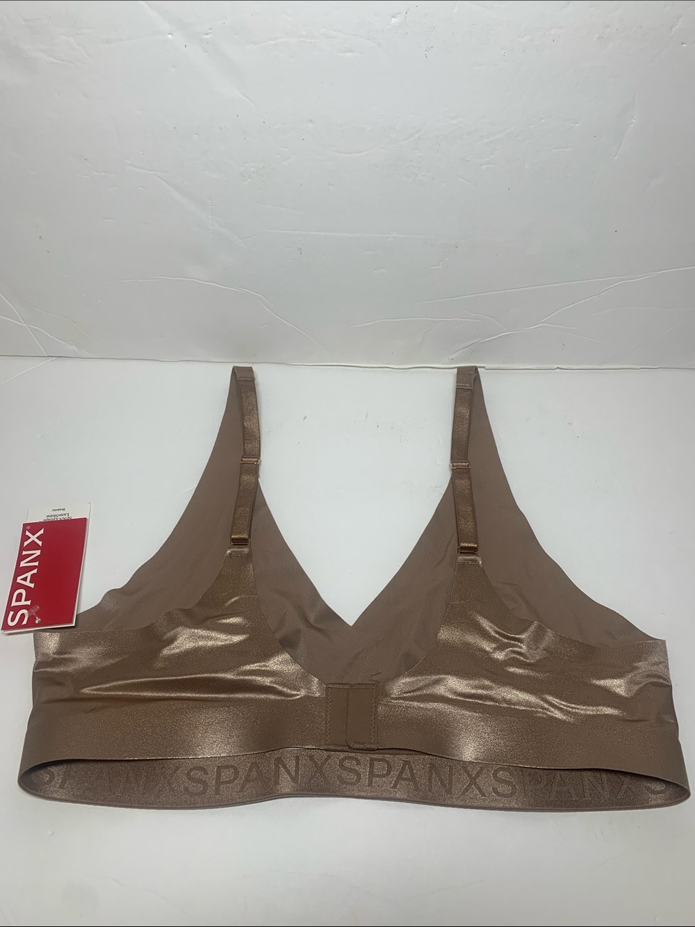 SPANX LuxeShine Bralette Cafe Au Lait Shimmer Metallic Foil Sz M NWT - Picture 5 of 12